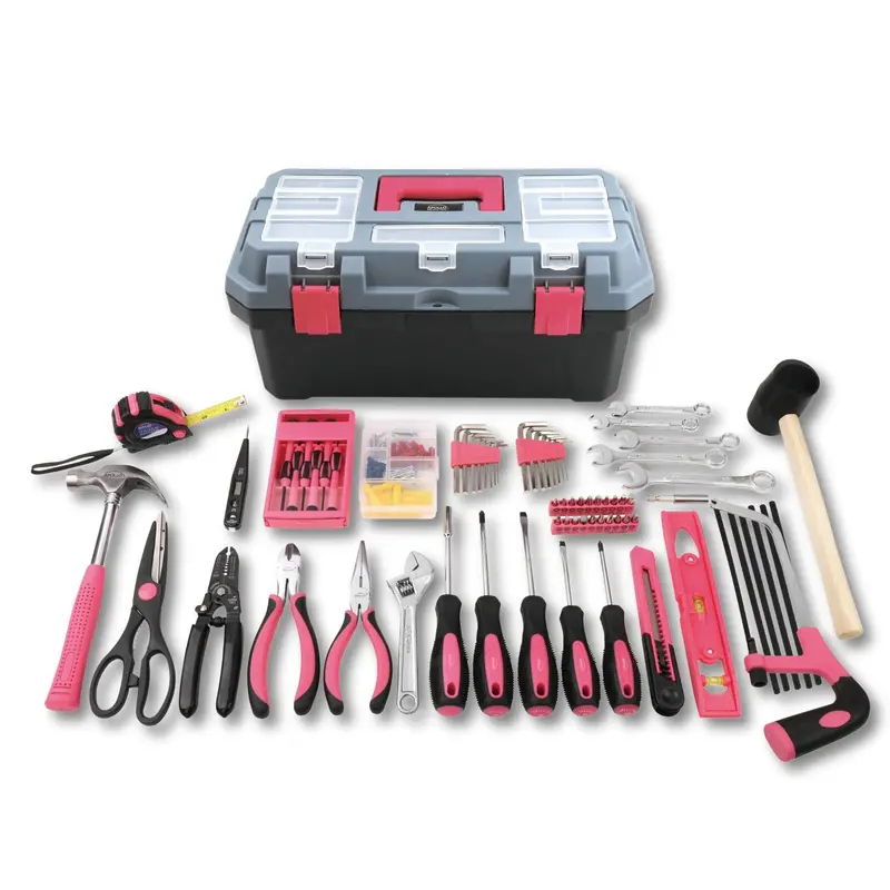 170-Piece Pink Household Tool Kit with Enhanced Organized Toolbox – DT7103P