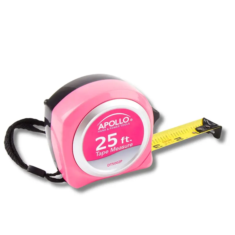 25-Foot Pink Tape Measure with Clear Blade Print & Auto-Lock – DT5002P