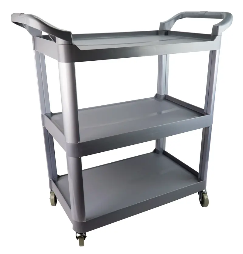 3-Tier Service Cart with Four Swiveling Casters, Gray