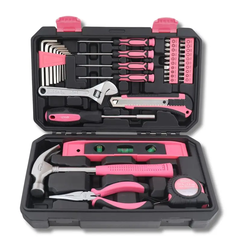 39-Piece Pink General-Purpose Tool Set in Compact Storage Case for Everyday Home Use – DT9711P