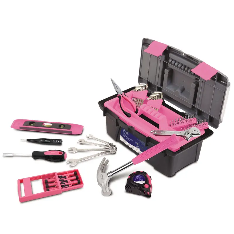 53-Piece Pink Household Tool Kit with Integrated Storage Toolbox – DT9773P