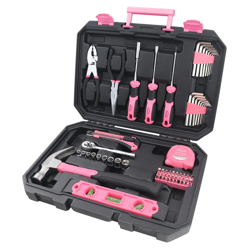 65-Piece Pink DIY Tool Kit with Socket Set for Home Repairs and Maintenance – DT0001P