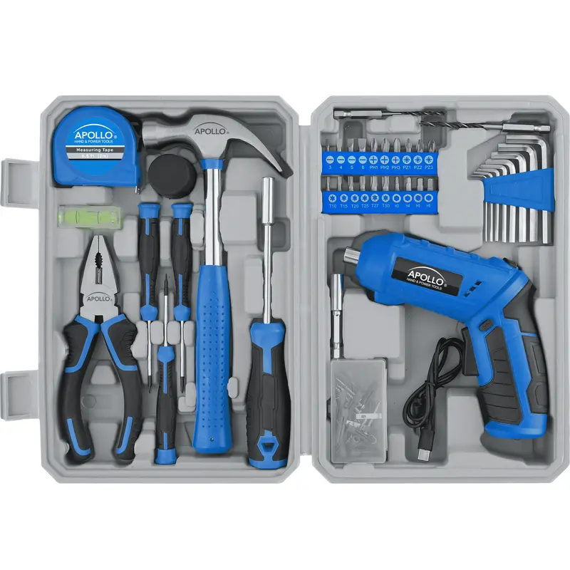 81-Piece Cordless Tool Kit with 3.6V Rechargeable Screwdriver & USB Charging – DT2020