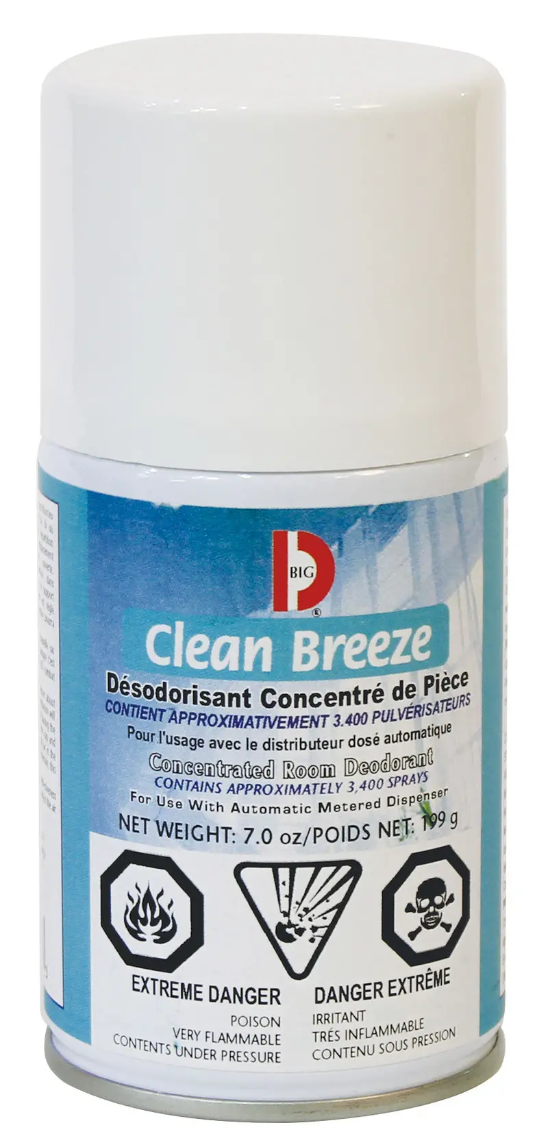 Big D Measured-Dose Aerosol Deodorizer – Crisp Breeze – 7 oz (199 g), 3400 Sprays