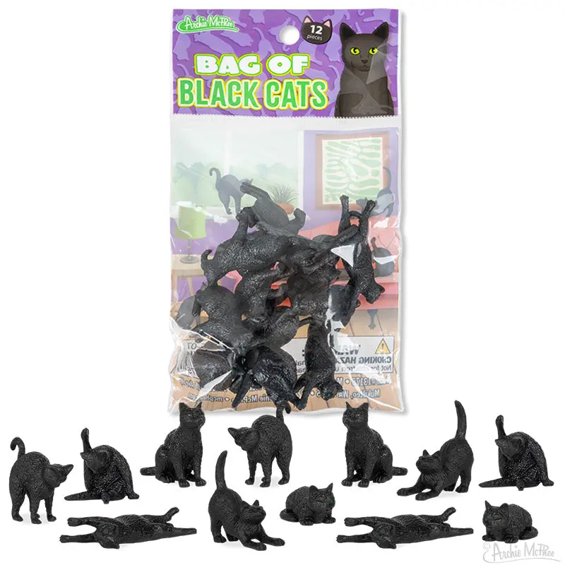 Black Cat Miniature Figurines – Pack of 6