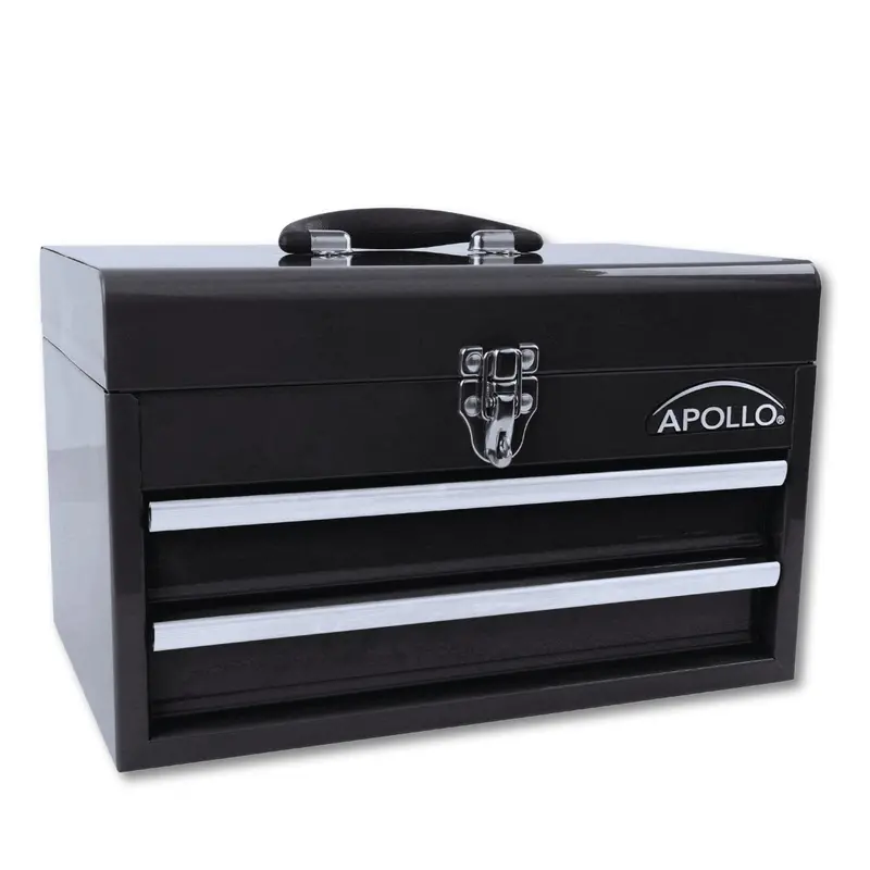 Black Powder-Coated Steel 2-Drawer Tool Chest with Top Storage – DT5010