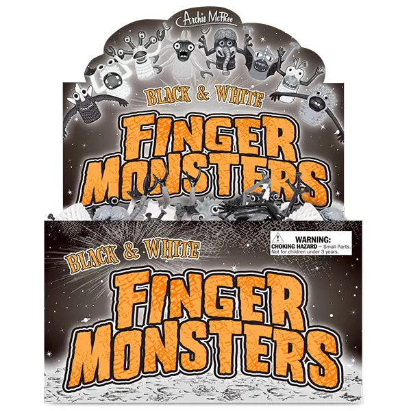 Black & White Finger Monster Puppets – Bulk Pack