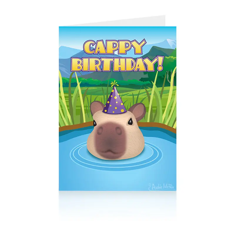 Capybara Birthday Card – Cheerful Animal-Themed Celebration Greeting