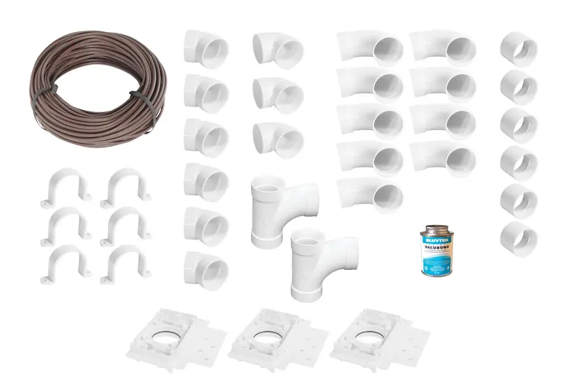 Central Vacuum Installation Kit – 3 Wall Inlets with Full Accessory Bundle