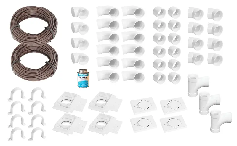 Central Vacuum Installation Kit – 4 Wall Inlets with Accessories