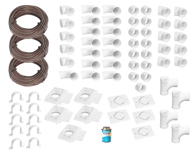 Central Vacuum Installation Kit – 5 Wall Inlets with Accessories