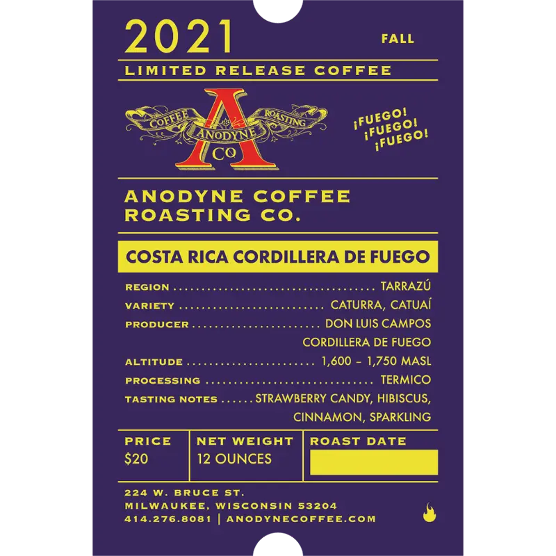 Costa Rica Cordillera de Fuego Volcanic Terroir Coffee