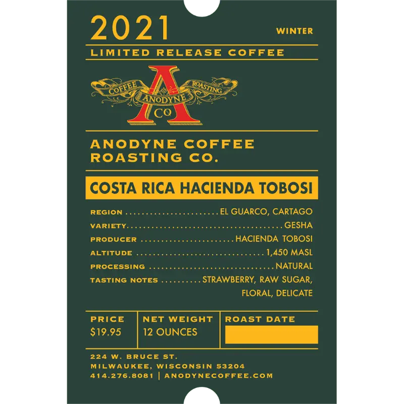 Costa Rica Hacienda Tobosi Natural Gesha Coffee