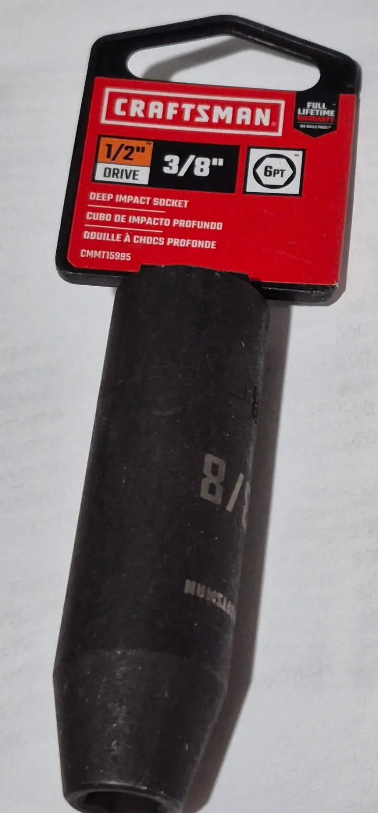 Craftsman 3/8″ Deep 6-Point Impact Socket – 1/2″ Drive, Model CMMT15995