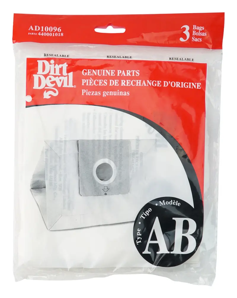 Dirt Devil Type AB Replacement Paper Vacuum Bags – 3-Pack, Model 440001018