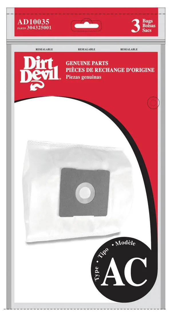 Dirt Devil Type AC/AD10035 Paper Vacuum Bags – 3-Pack