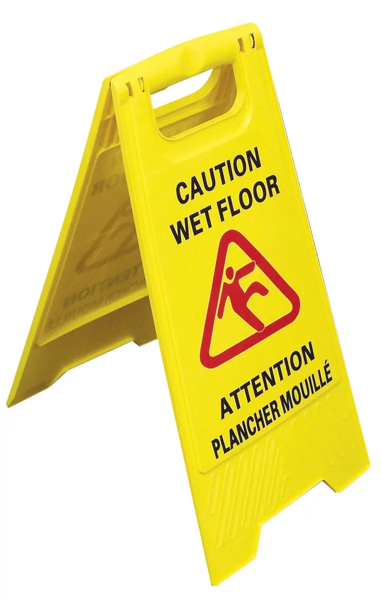 Double-Sided Bilingual Slippery Floor Warning Sign – Yellow Safety Design