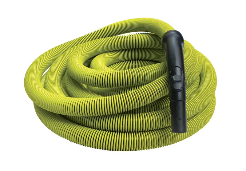 Econo Central Vacuum Hose – 50 ft (15 m), 1-1/4″ (32 mm) Diameter, Lime Green, Curved Black Plastic Handle