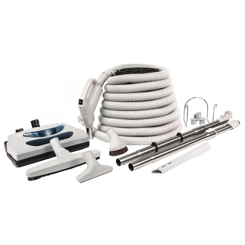 Economy Electric Central Vacuum Kit: 30–50 ft Hose + PN11 Brush, White or Black
