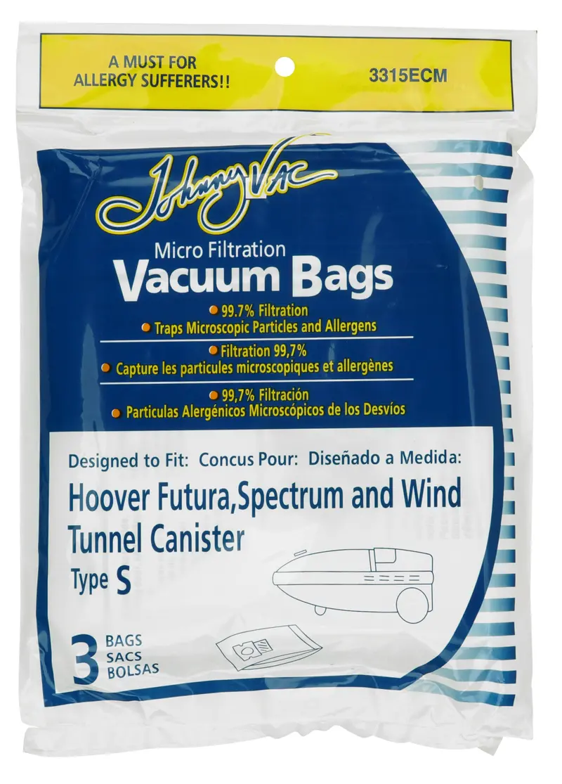 Envirocare 109 HEPA Microfilter Bags for Hoover S-Series Vacuums – 3-Pack