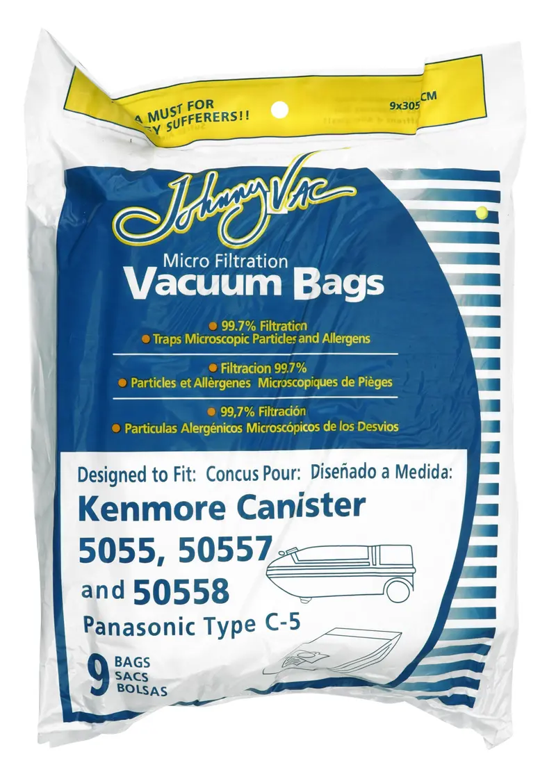 Envirocare 137-9 Microfilter Bags for Kenmore 5055/50557/50558 and Panasonic C-5 Canisters – 9-Pack (Model 50403)