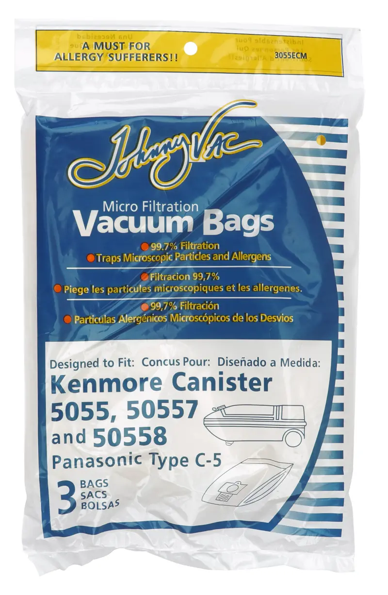 Envirocare 137 Microfilter Bags for Kenmore 5055/50557/50558 and Panasonic C-5 Canister Vacuums – 3-Pack