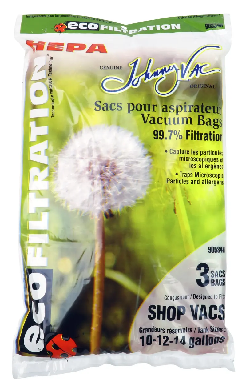 Envirocare 90534H HEPA Microfilter Bags for Shop-Vac Wet/Dry Vacuums (10–14 Gallon Tanks) – 3-Pack