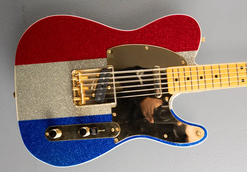 Fender Buck Owens Telecaster Electric Guitar in Red, Silver, and Blue Sparkle Finish