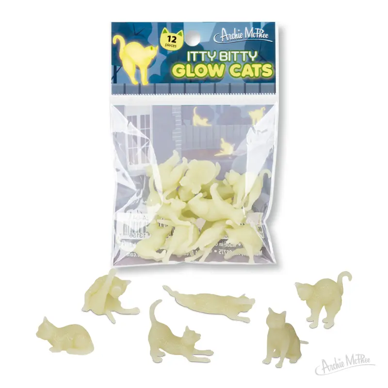 Glow-in-the-Dark Kitten Figurines – Pack of 12