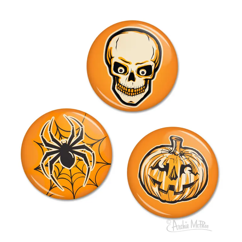 Halloween-Themed Button Pins