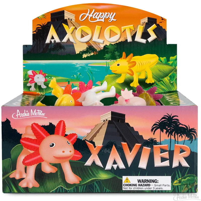 Happy Axolotls Bulk Box – 8-Piece Smiling Amphibian Figurine Set