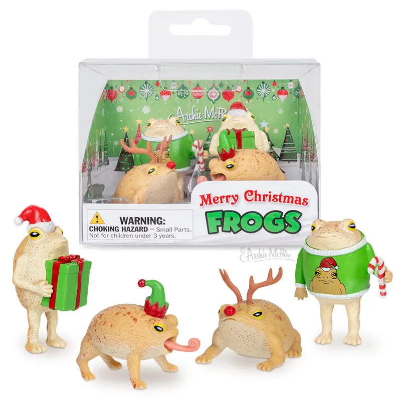 Holiday Frog Ornament Set – Merry Christmas Theme