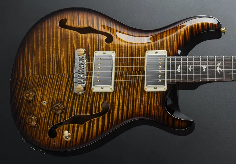 Hollowbody II Piezo Electric Guitar – 10-Top Black Gold Wraparound Burst