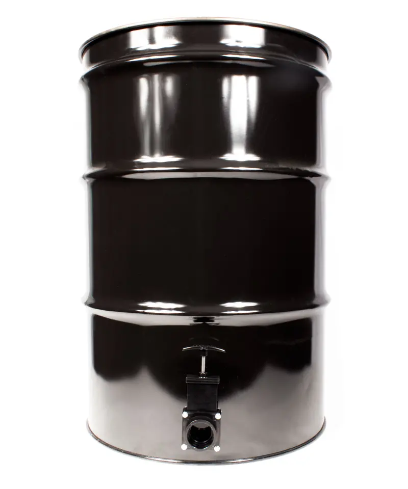 Johnny Vac 45-Gallon Black Drum with Drain Fitting