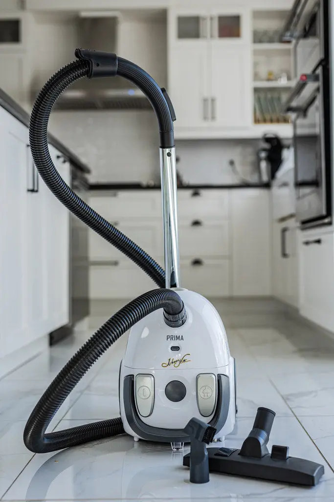 Johnny Vac Prima Canister Vacuum – HEPA Bag System with Carpet & Hard-Floor Brush
