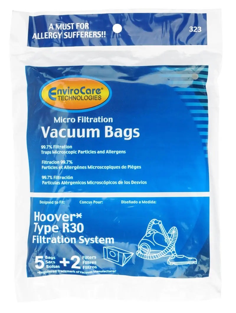 Microfilter Vacuum Bags for Hoover H30 and Dirt Devil AB-Style Canisters – 5-Pack