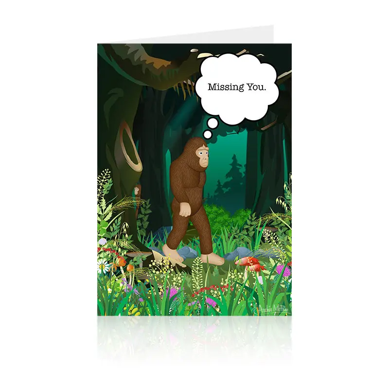 Missing You Bigfoot Card – Whimsical ‘Thinking of You’ Greeting