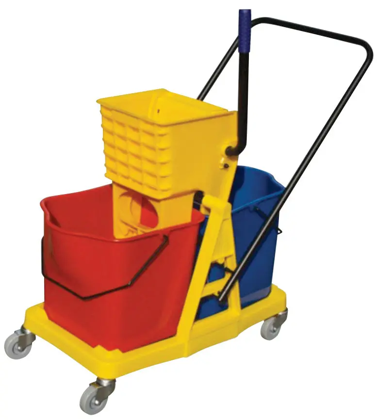 Mobile Cleaning Cart with Side-Press Bucket & Wringer – 46-Liter (12-Gallon), Multi-Color