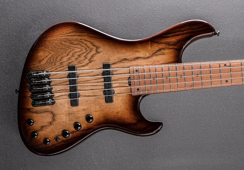 Mode MDM1305 5-String Electric Bass – Natural Stained Amber Burst Finish