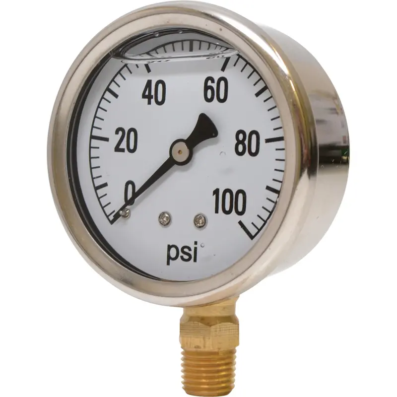 NorthStar 2.5-Inch Stainless Steel Glycerin-Filled Pressure Gauge – 0–100 PSI Range (Part #53699)