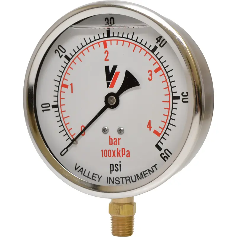 NorthStar Grade A 4-Inch Stem-Mount Glycerin-Filled Pressure Gauge – 0 to 60 PSI