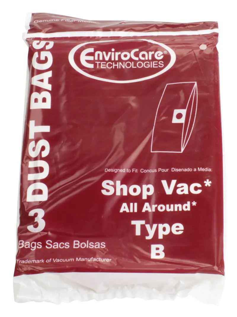 Paper Vacuum Bag for Shop-Vac Style B (1.7-Gallon Capacity) – Pack of 3 (Envirocare 370SW)