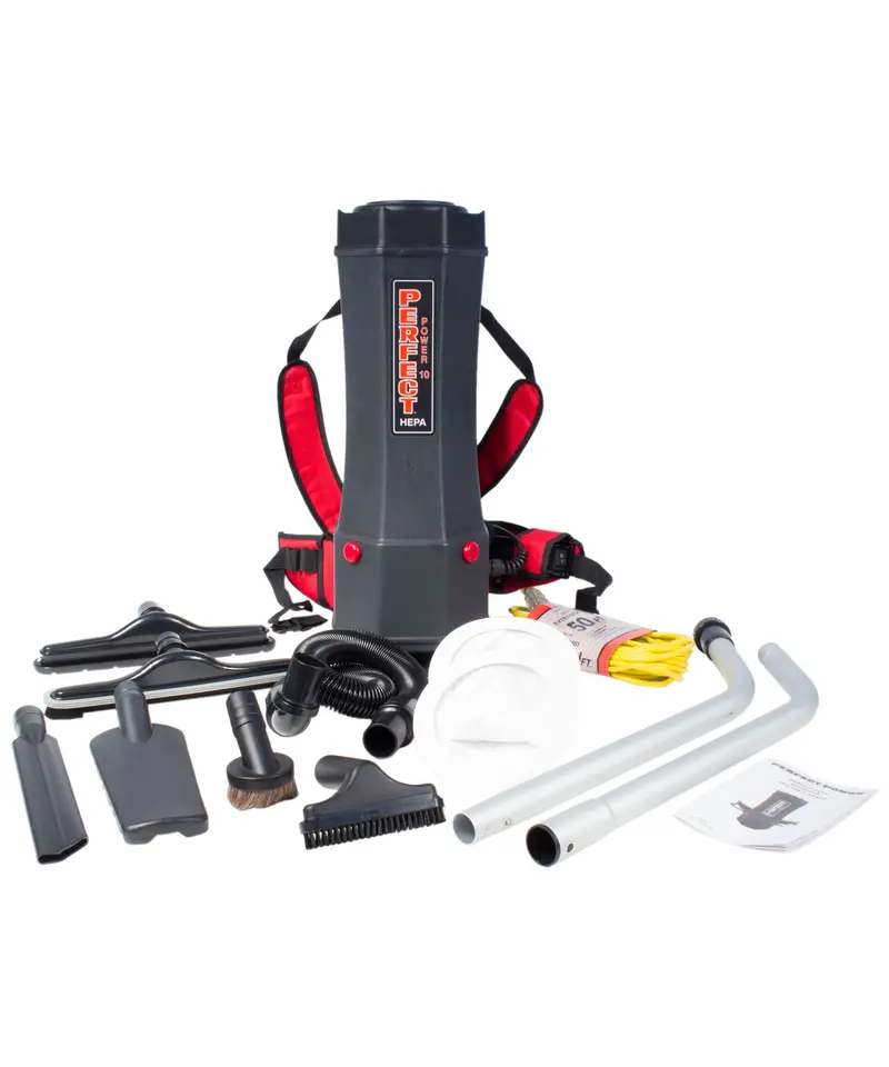 Perfect Backpack Vacuum – 10 L Tank – HEPA Filter – Electric Hose Port – Model P1001