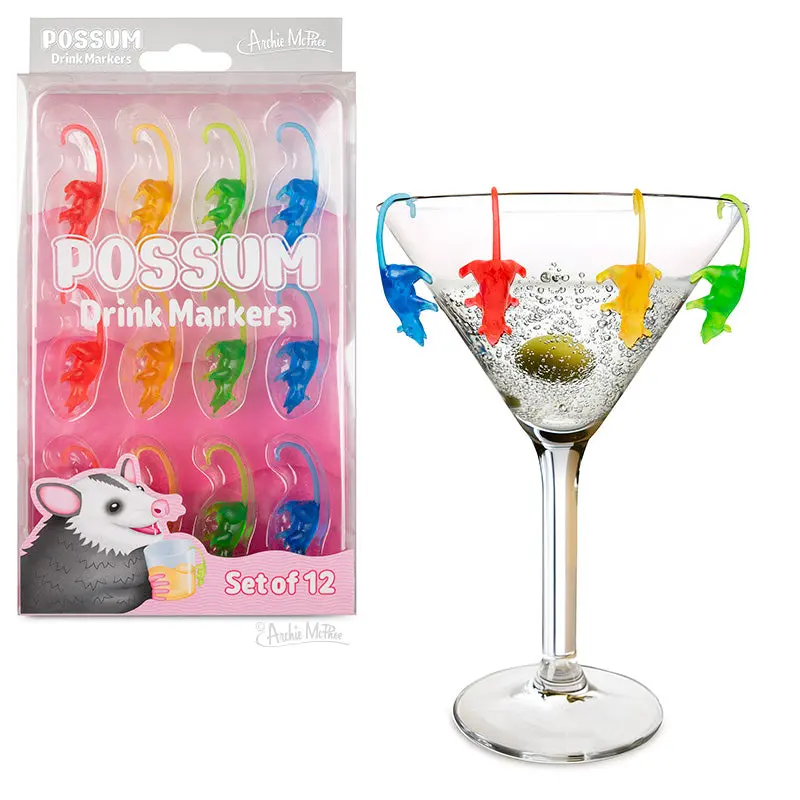 Possum-Shaped Drink Markers – Reusable Silicone Coasters for Party Identification