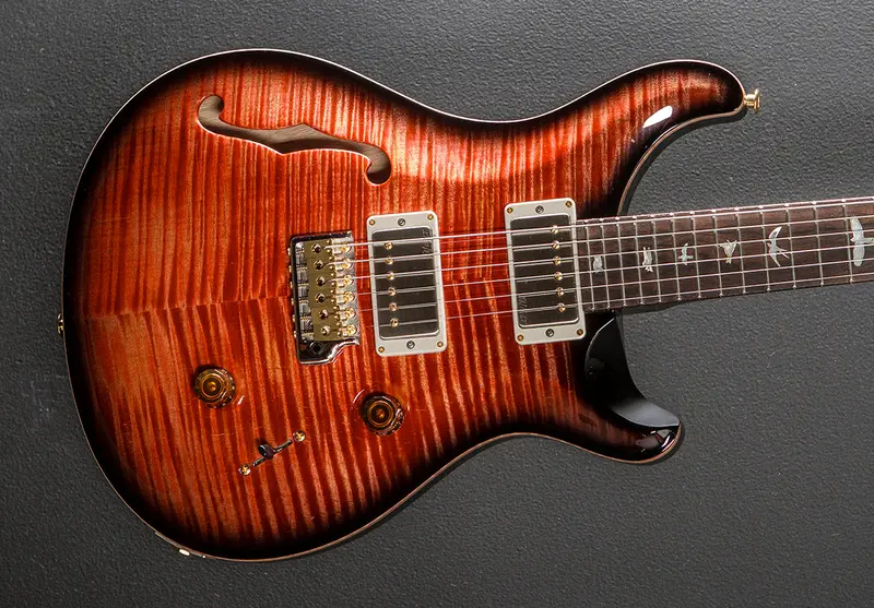 PRS Custom 24 Semi-Hollow Wood Library Limited Edition – Blood Orange Smokeburst with Korina Body