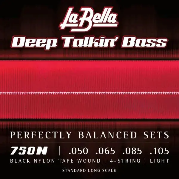 PRSpure 750N Black Nylon Tape-Wound Bass Strings – Light Gauge, Standard Long Scale (50–105)