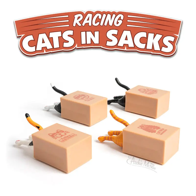 Racing Cats in Sacks – Set of 4 Figurines