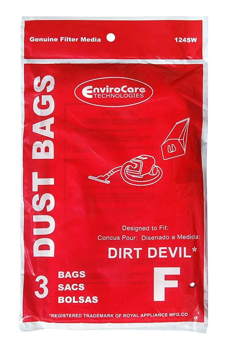 Royal Type-F Paper Vacuum Bags for Dirt Devil Canisters (Part #3200147001), Pack of 3