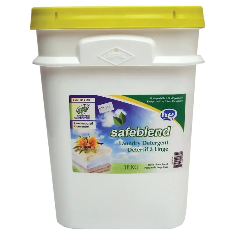 Safeblend LPFR-1YS Fresh Linen HE Powder Laundry Detergent – 18 kg Commercial Bag
