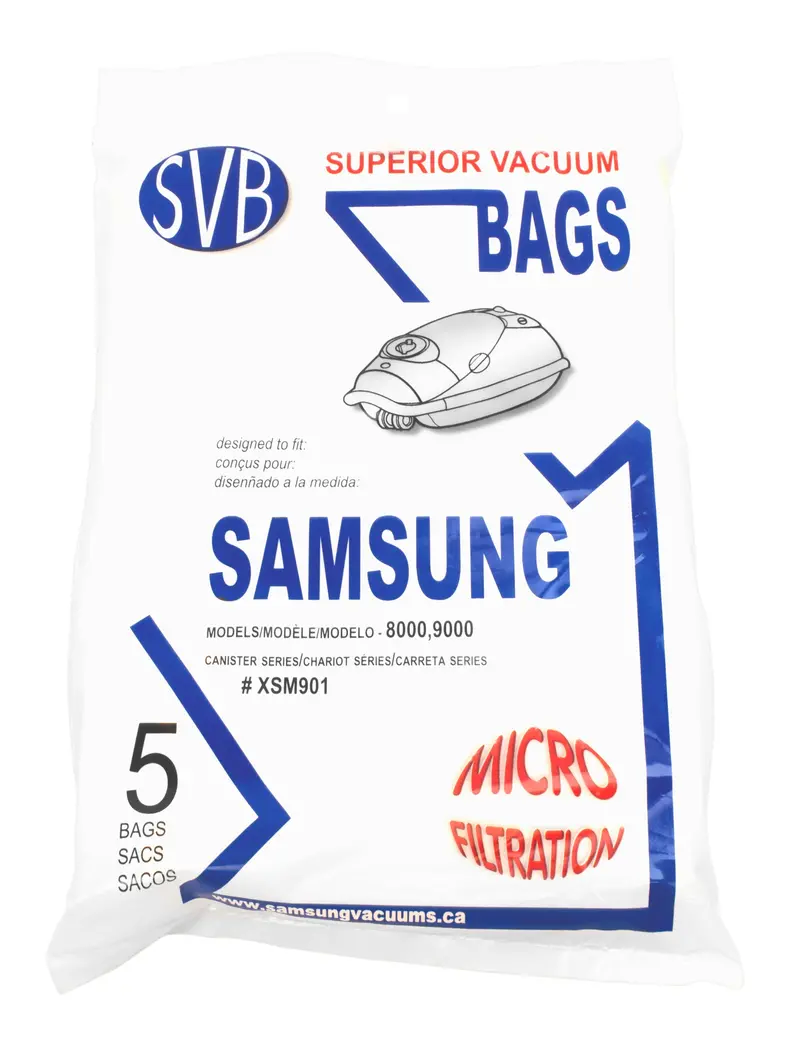 Samsung 8000/9000 Canister Vacuum Paper Bag Pack – 5-Pack (XSM901)